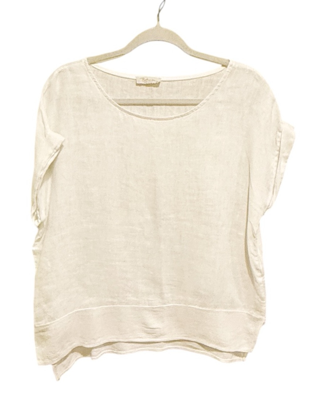 Bella Umbra 100% Linen Made in Italy Light Cream Short-Sleeve Women’s Tunic Top